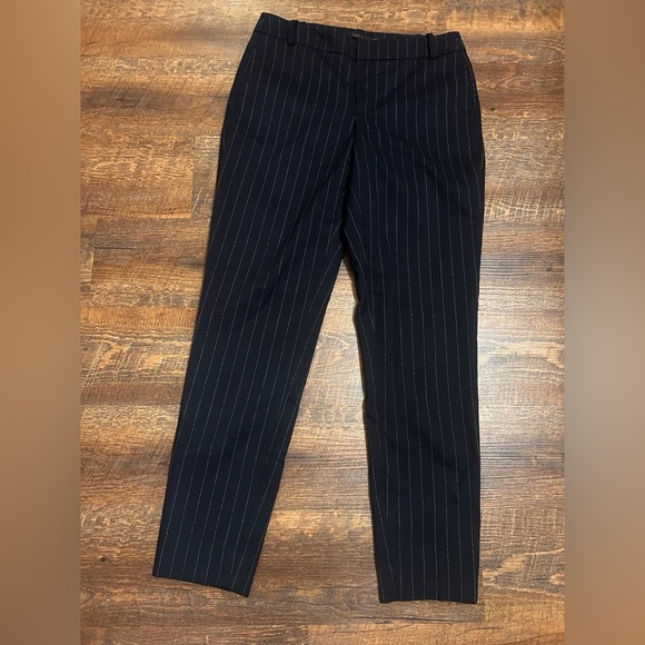Zara Basic Women’s Pants Navy Blue Size XS Mid Rise Striped Career - Picture 1 of 4